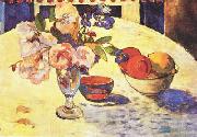 Paul Gauguin Flowers and a Bowl of Fruit on a Table  4 oil painting on canvas
